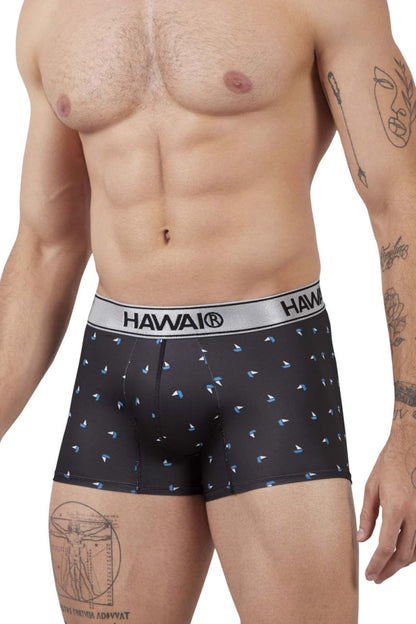 HAWAIR Men's Underwear 42470 Printed Microfiber Trunks Color Black
