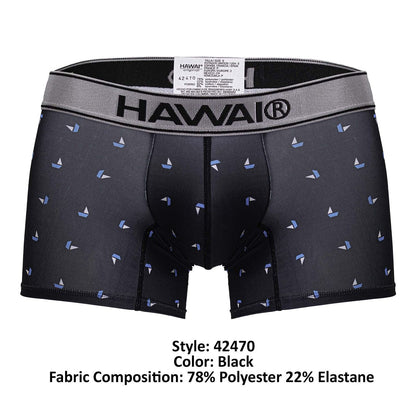 HAWAIR Men's Underwear 42470 Printed Microfiber Trunks Color Black