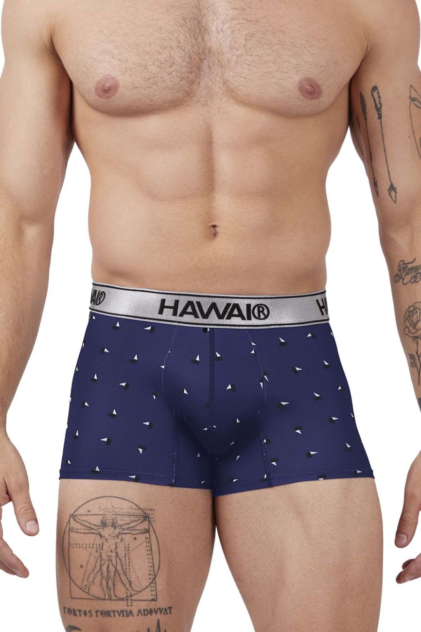 HAWAIR Men's Underwear 42470 Printed Microfiber Trunks Color Blue