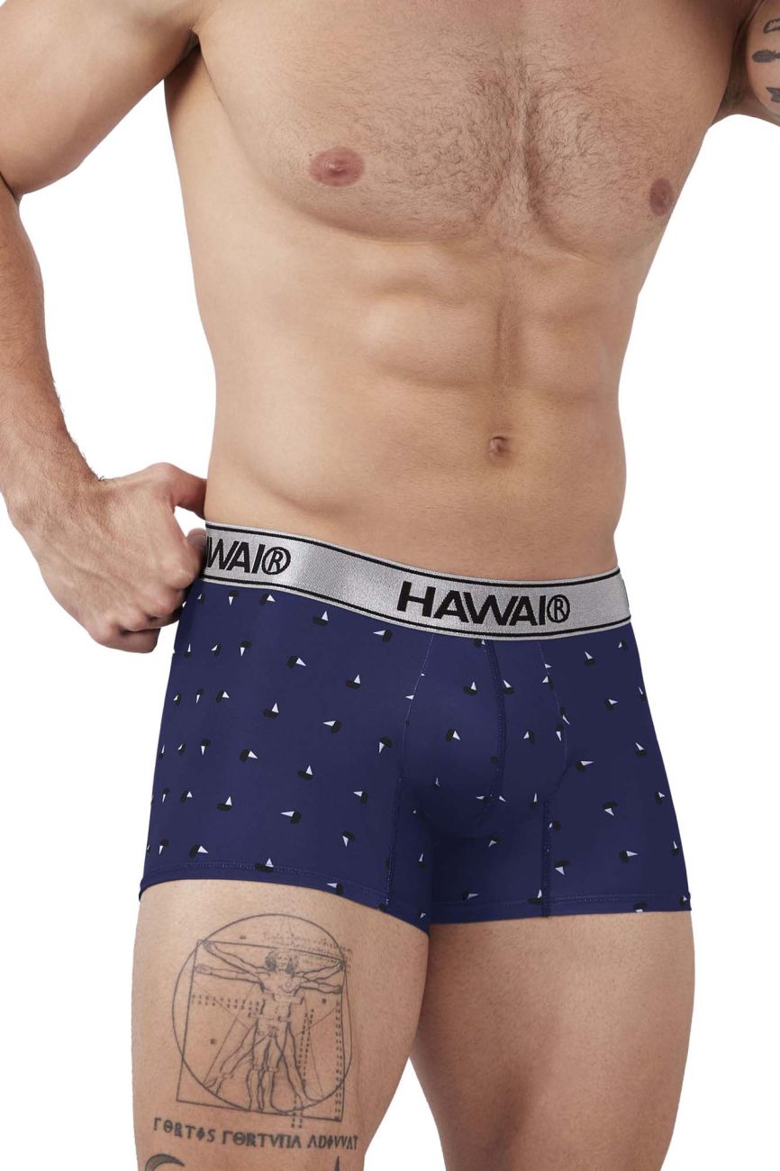 HAWAIR Men's Underwear 42470 Printed Microfiber Trunks Color Blue