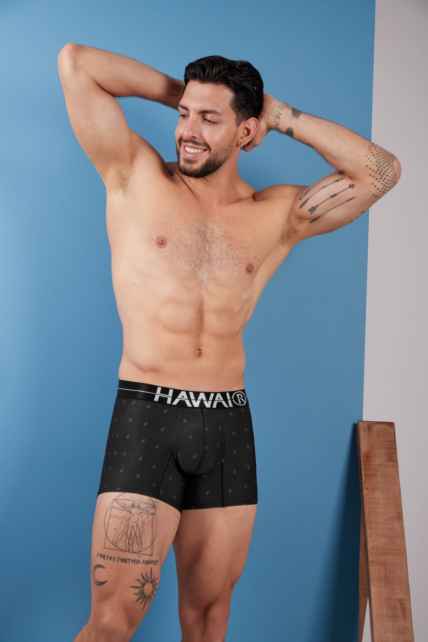 HAWAIR Men's Underwear 42520 Printed Microfiber Trunks Color Black