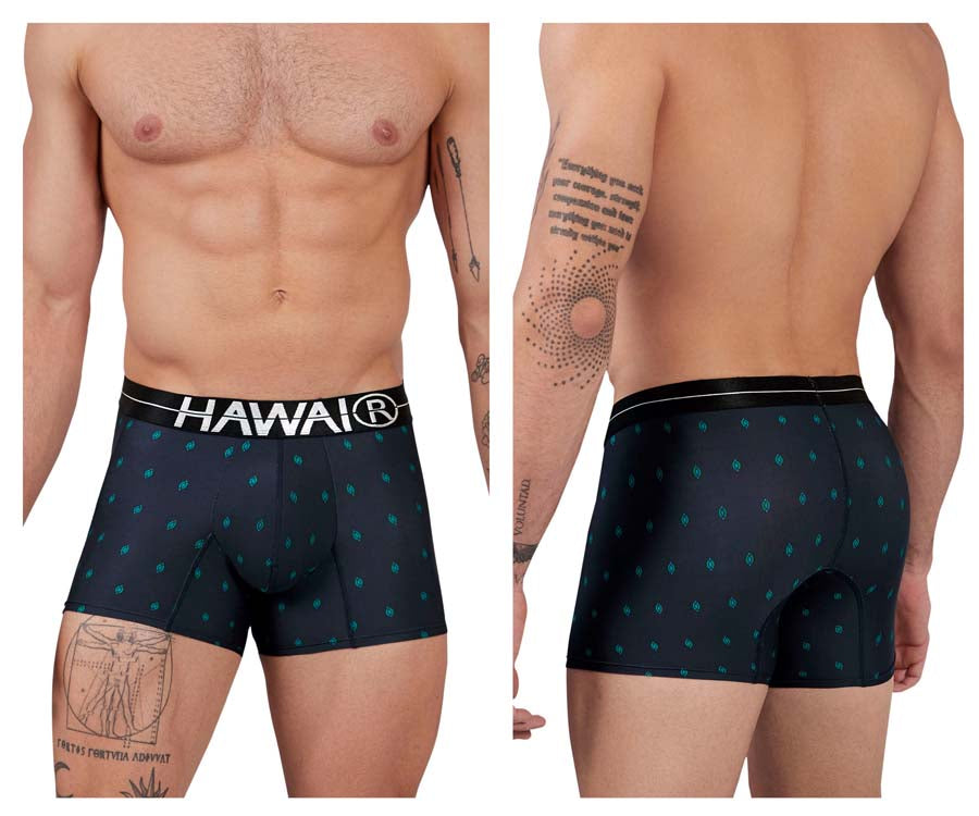 HAWAIR Men's Underwear 42520 Printed Microfiber Trunks Color Dark Blue