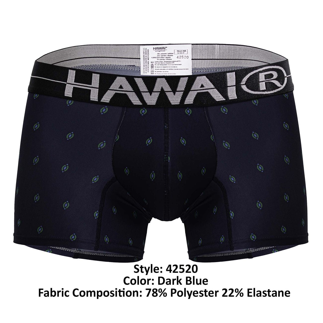 HAWAIR Men's Underwear 42520 Printed Microfiber Trunks Color Dark Blue