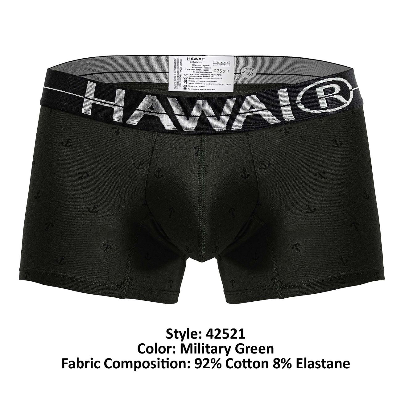HAWAIR Men's Underwear 42521 Cotton blend Trunks Color Military Green