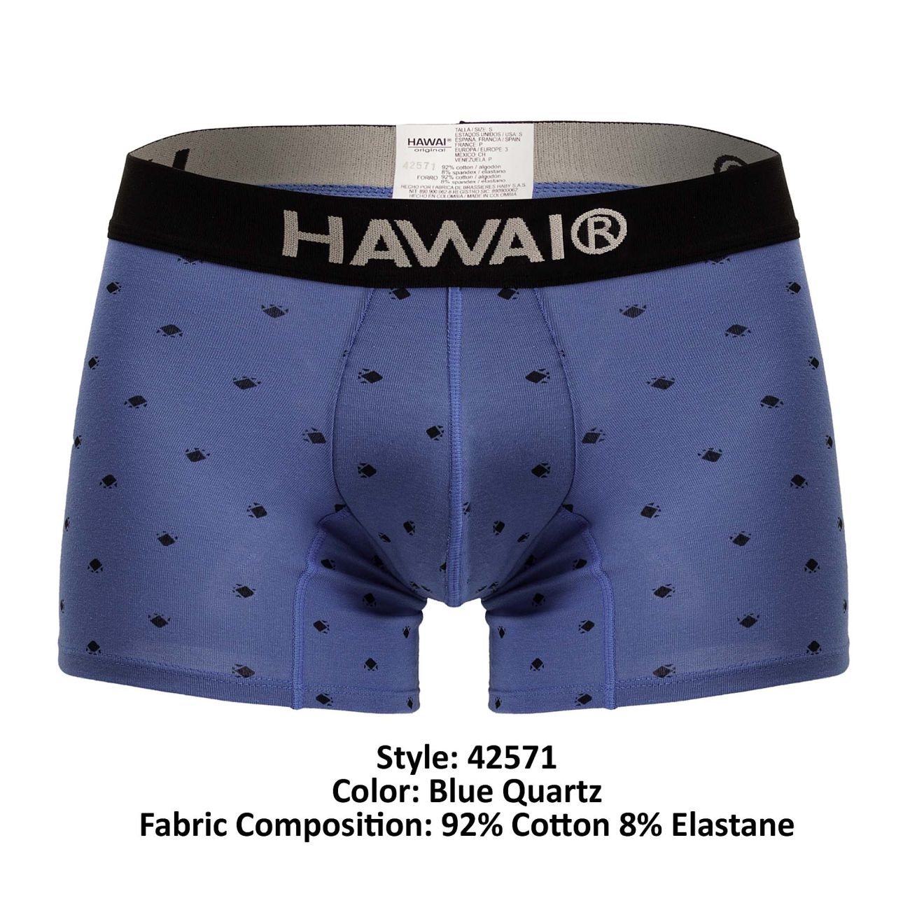 HAWAIR Men's Underwear 42571 Cotton blend Trunks Color Blue Quartz