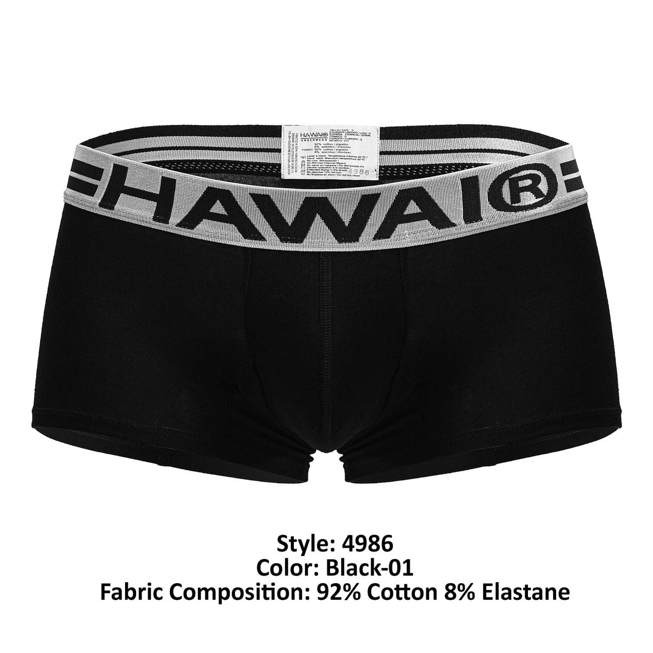 HAWAIR Men's Underwear 4986 Cotton blend Trunks Color Black-01