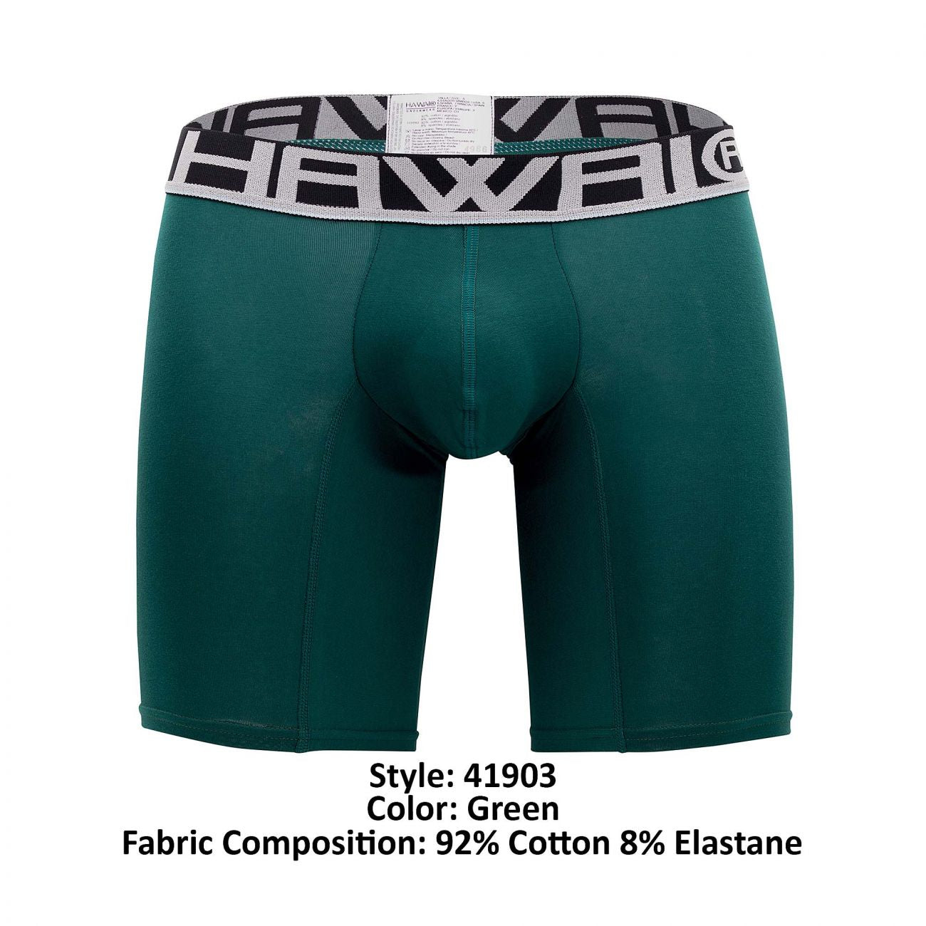 HAWAIR Men's Underwear 41903 Solid Athletic Boxer Briefs Color Green