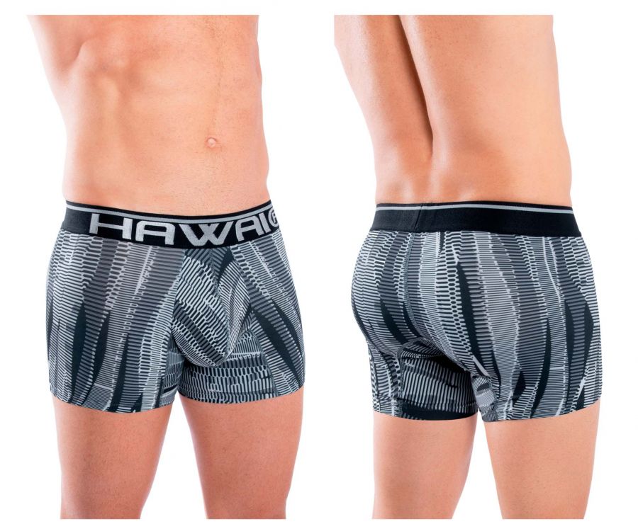 HAWAIR Men's Underwear 42121 Printed Athletic Trunks Color Black