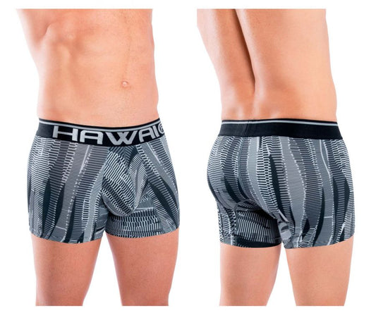 HAWAIR Men's Underwear 42121 Printed Athletic Trunks Color Black