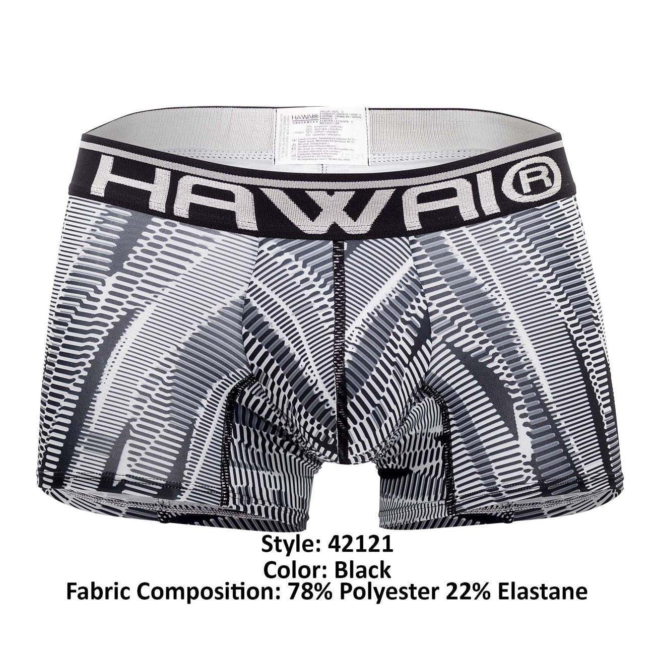 HAWAIR Men's Underwear 42121 Printed Athletic Trunks Color Black