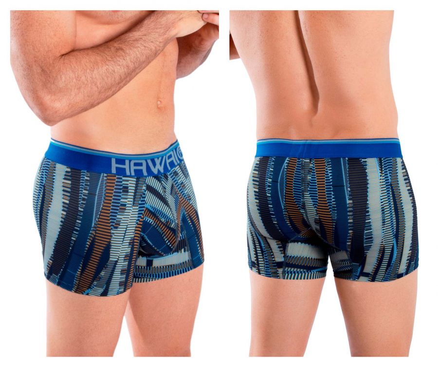 HAWAIR Men's Underwear 42121 Printed Athletic Trunks Color Royal Blue
