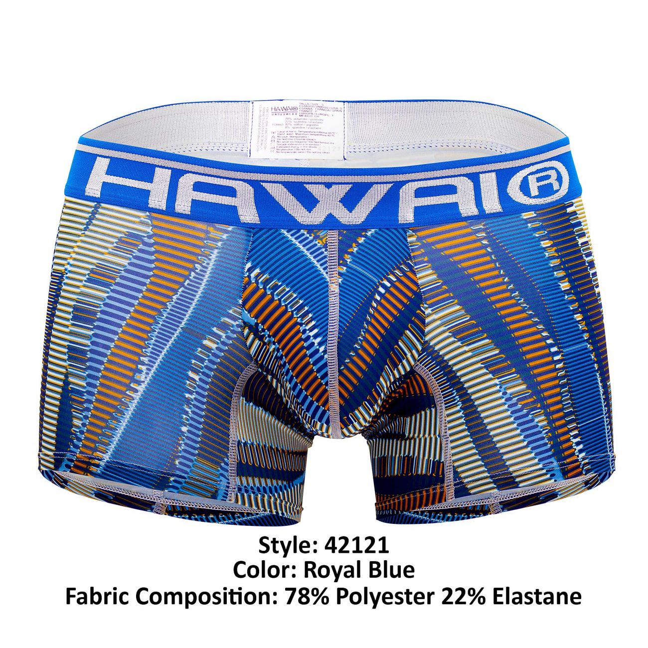 HAWAIR Men's Underwear 42121 Printed Athletic Trunks Color Royal Blue