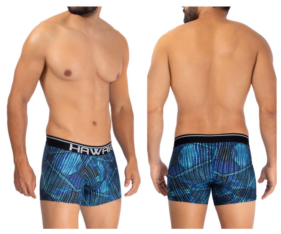 HAWAIR Men's Underwear 42173 Printed Microfiber Trunks Color Royal Blue