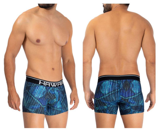 HAWAIR Men's Underwear 42173 Printed Microfiber Trunks Color Royal Blue