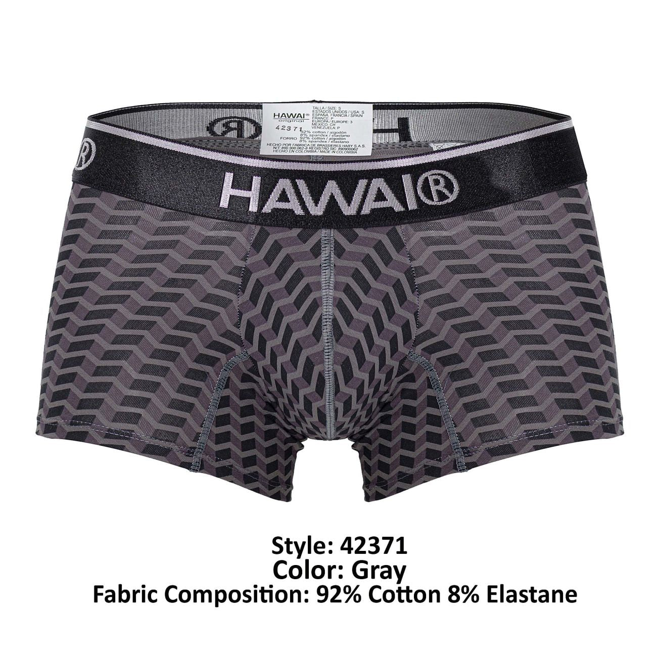 HAWAIR Men's Underwear 42371 Printed Trunks Color Gray