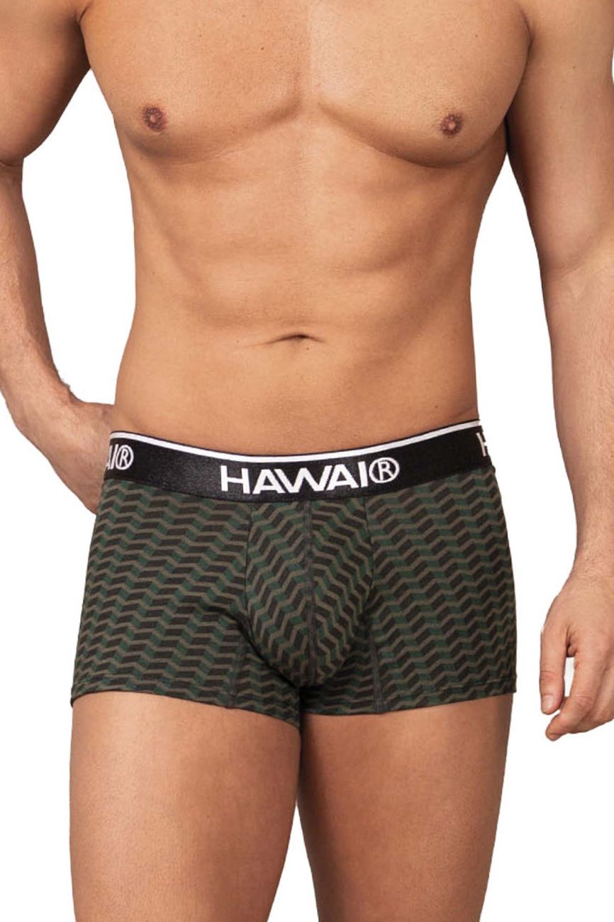 HAWAIR Men's Underwear 42371 Printed Trunks Color Green