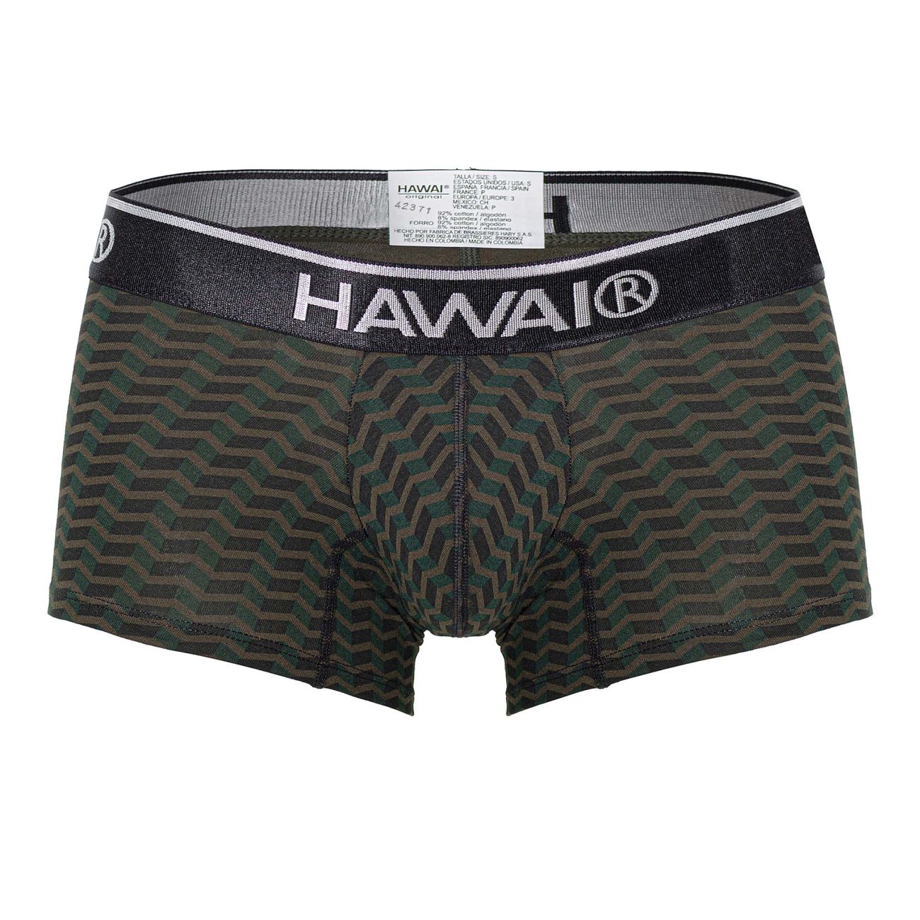 HAWAIR Men's Underwear 42371 Printed Trunks Color Green