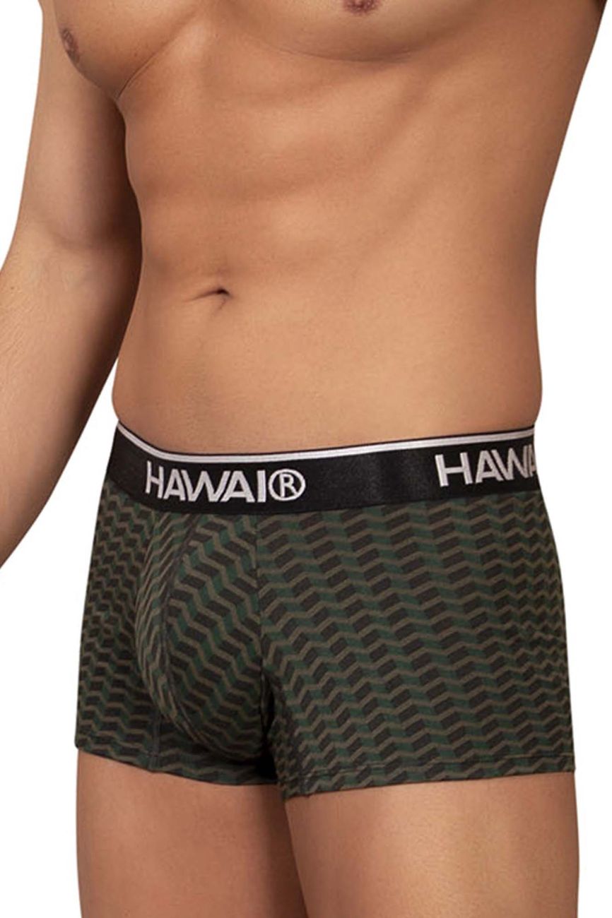 HAWAIR Men's Underwear 42371 Printed Trunks Color Green