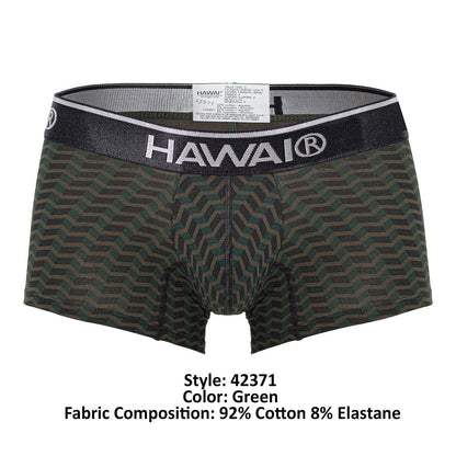 HAWAIR Men's Underwear 42371 Printed Trunks Color Green