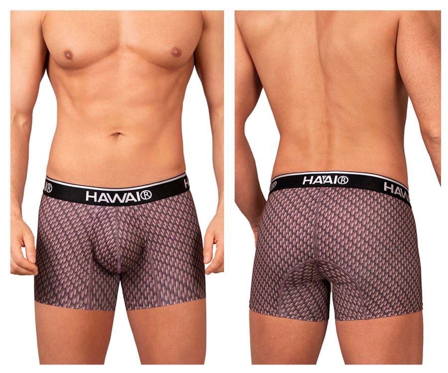 HAWAIR Men's Underwear 42420 Printed Trunks Color Cocoa