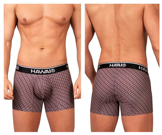 HAWAIR Men's Underwear 42420 Printed Trunks Color Cocoa
