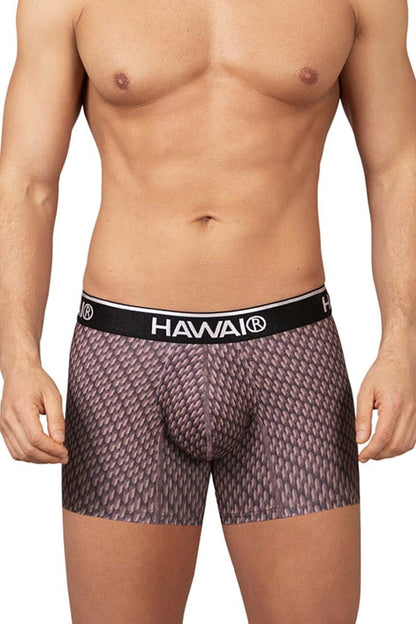 HAWAIR Men's Underwear 42420 Printed Trunks Color Cocoa