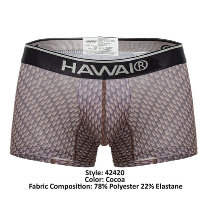 HAWAIR Men's Underwear 42420 Printed Trunks Color Cocoa