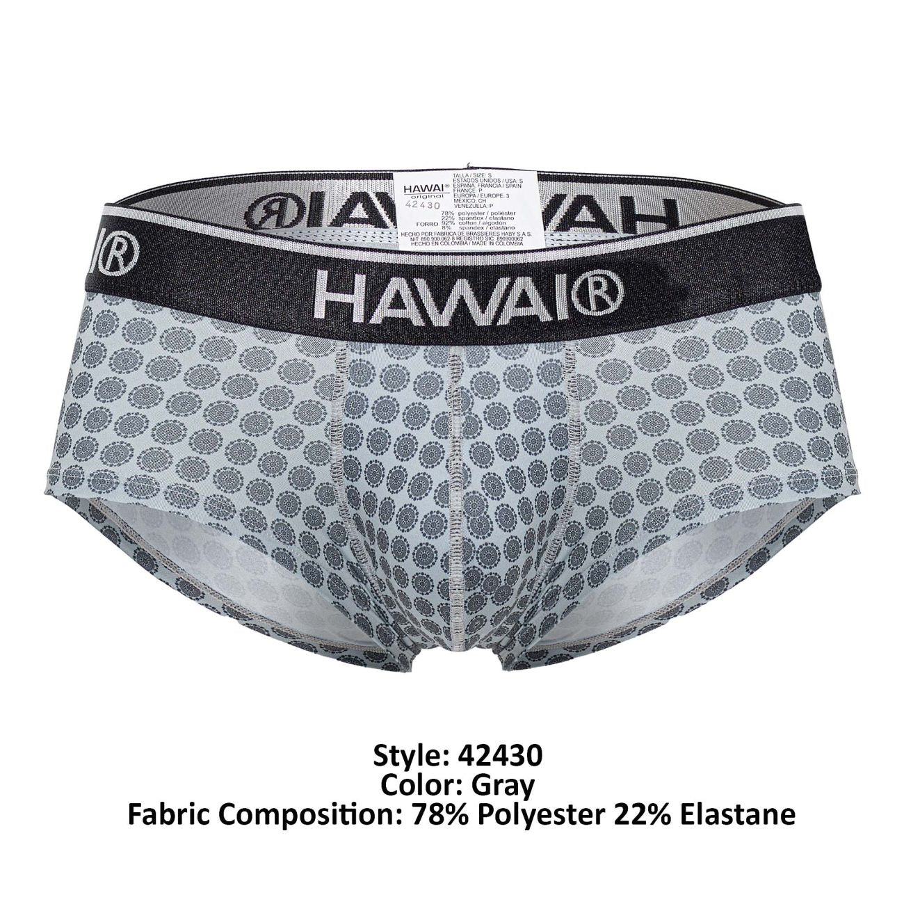 HAWAIR Men's Underwear 42430 Printed Briefs Color Gray