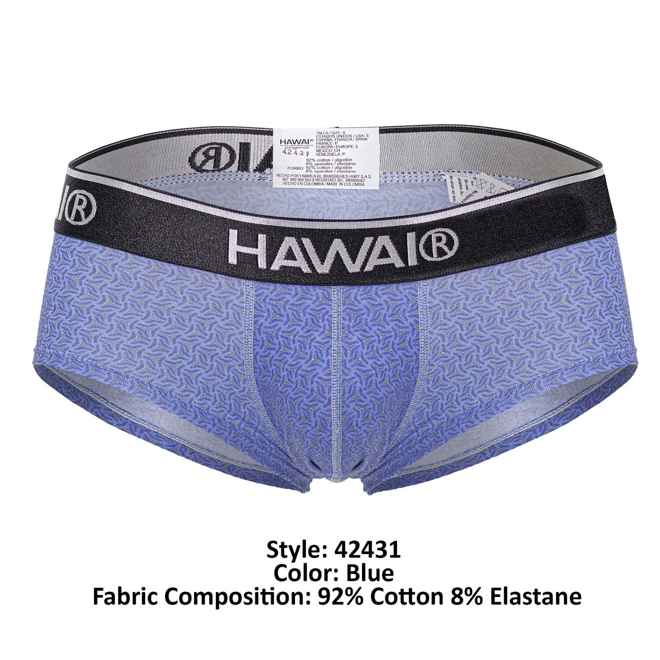 HAWAIR Men's Underwear 42431 Printed Briefs Color Blue