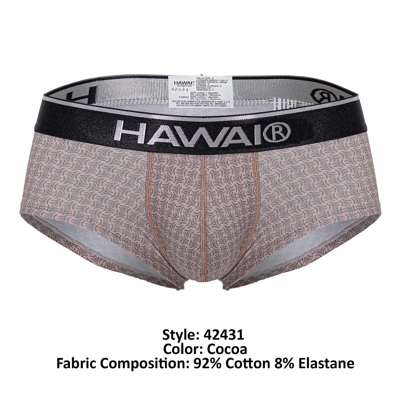 HAWAIR Men's Underwear 42431 Printed Briefs Color Cocoa