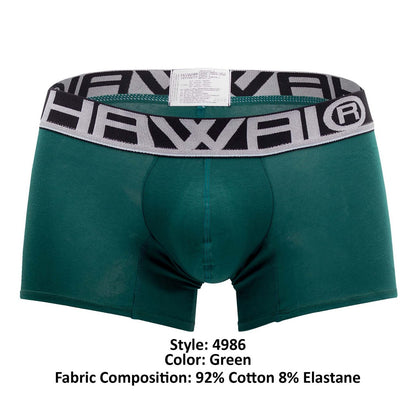 HAWAIR Men's Underwear 4986 Solid Athletic Trunks Color Green