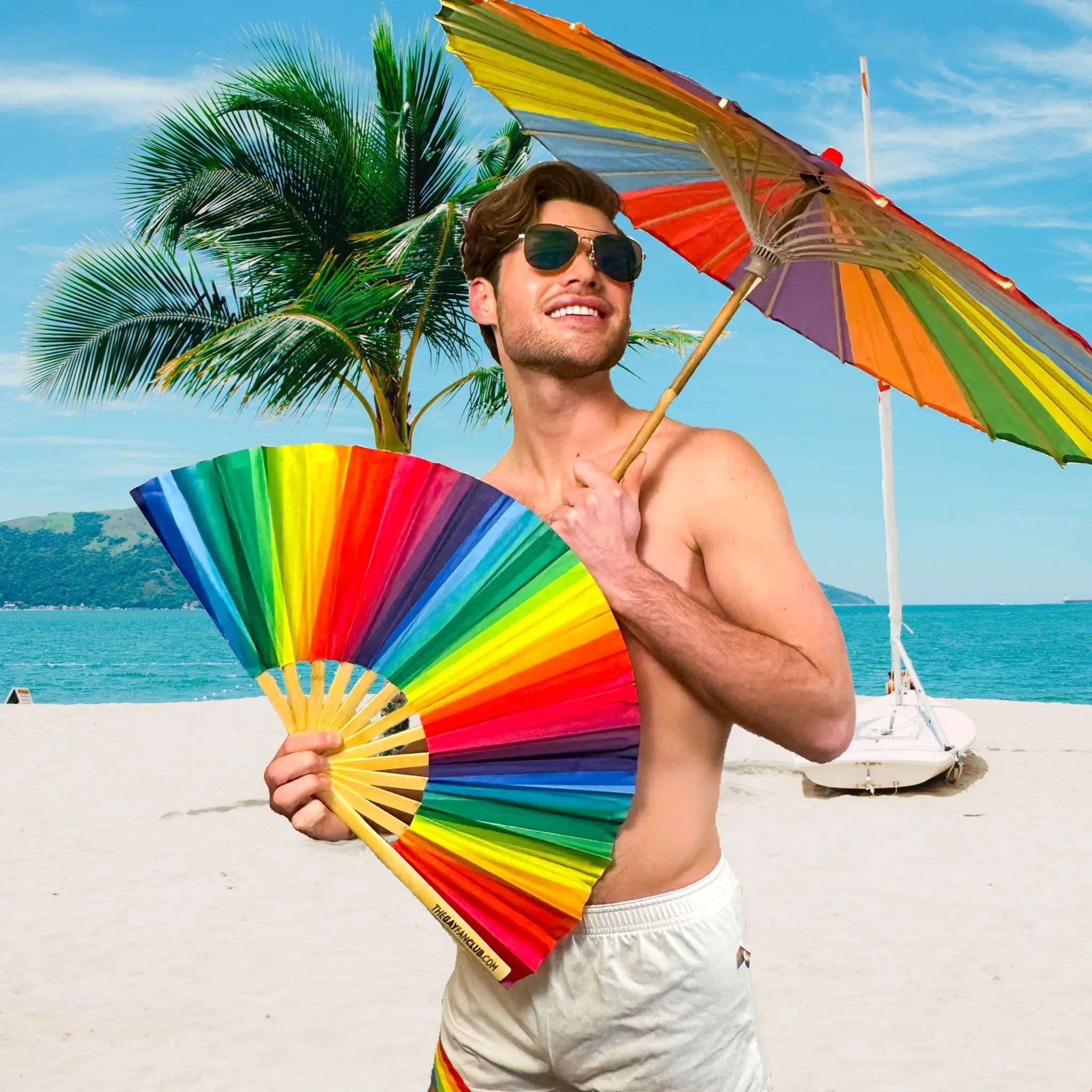 Rainbow Pride Bamboo Folding Fan