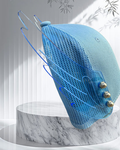 LIGHT BLUE WINGS VICER HAT | MEN ACCESSORIES | STRAPPING BOY NYC | OUTFAIR | OUTFAIR