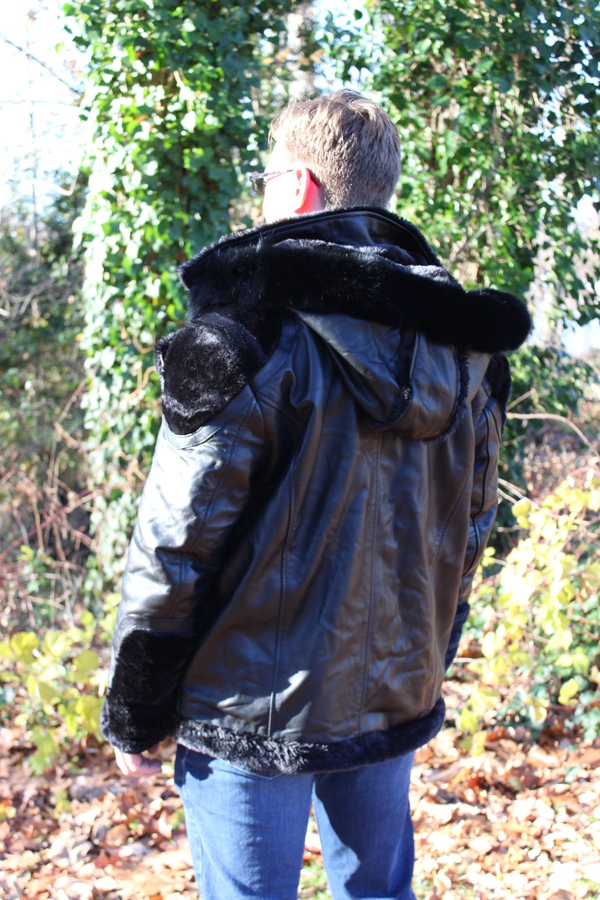 Black Leather and Fur Jacket by Otter and The Fox - view 4