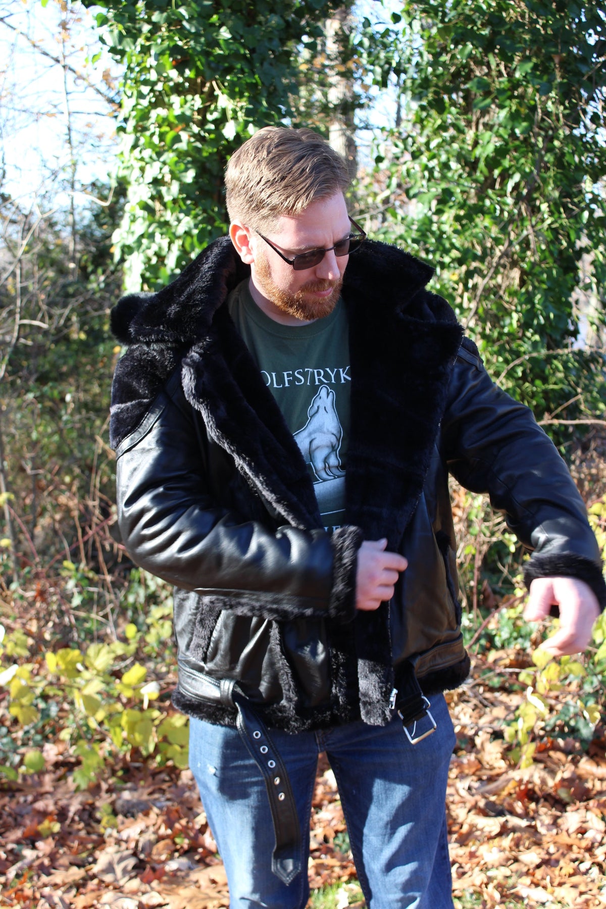 Black Leather and Fur Jacket by Otter and The Fox - view 5
