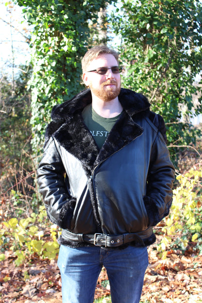 Black Leather and Fur Jacket by Otter and The Fox - view 6