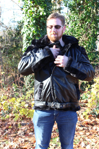 Black Leather and Fur Jacket by Otter and The Fox - view 7