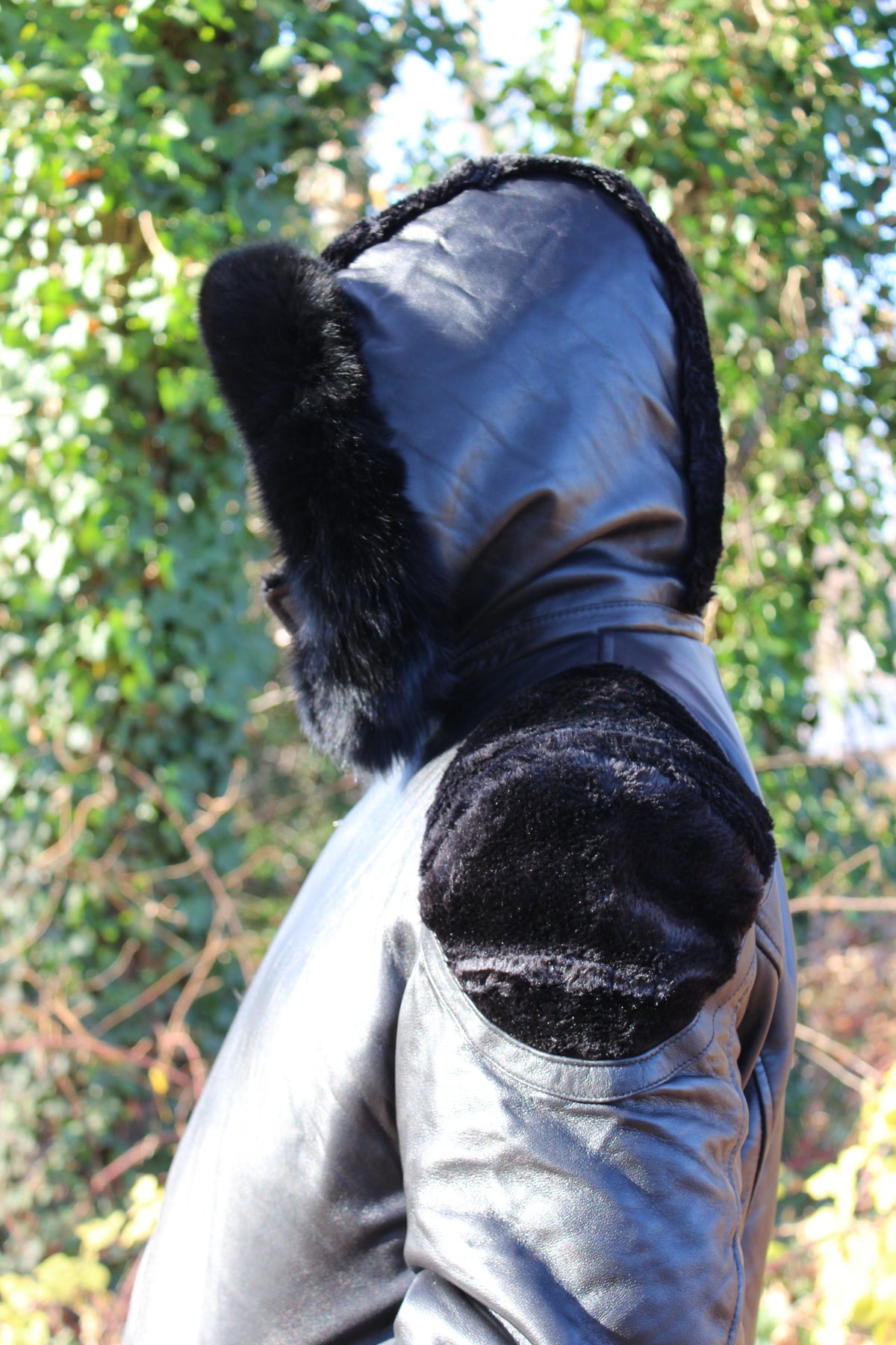 Black Leather and Fur Jacket by Otter and The Fox - view 9