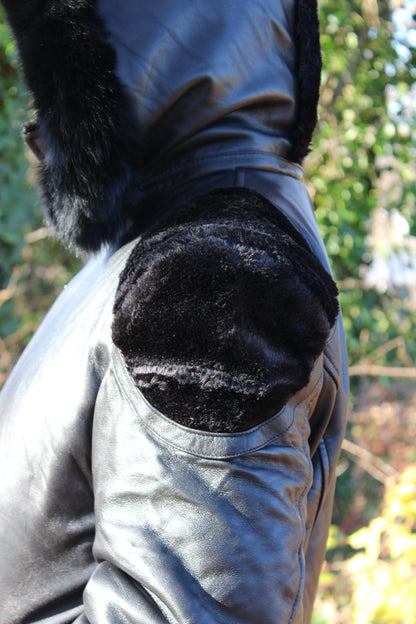 Black Leather and Fur Jacket by Otter and The Fox - view 10