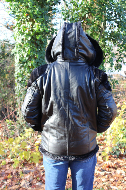 Black Leather and Fur Jacket by Otter and The Fox - view 11