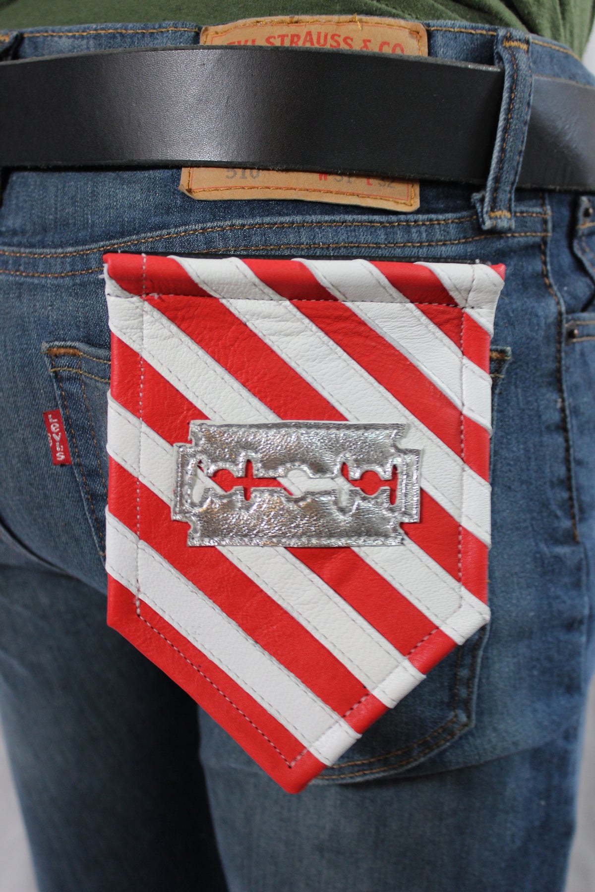 Metallic Leather Barber Fetish Pocket Flags - view 3