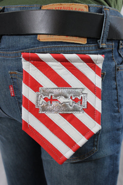 Metallic Leather Barber Fetish Pocket Flags - view 3