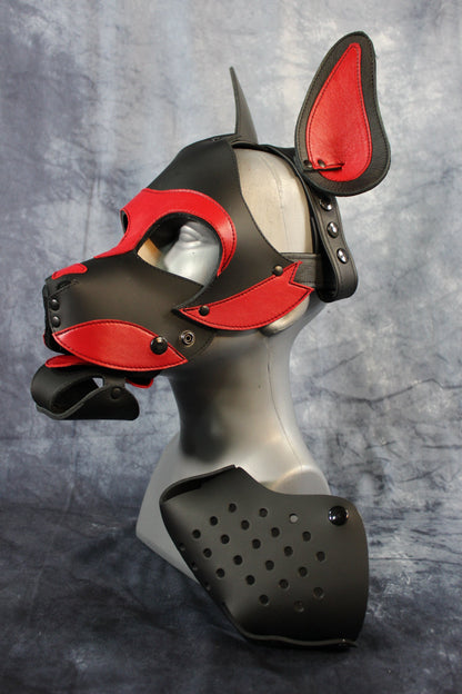 Husky Pup Hood with Removable Muzzle - front view