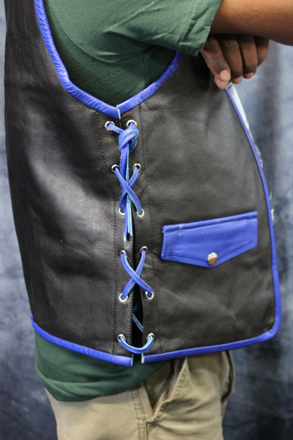 OnF Leather Bar Vest - Black with Paisley Leather Yoke - view 4