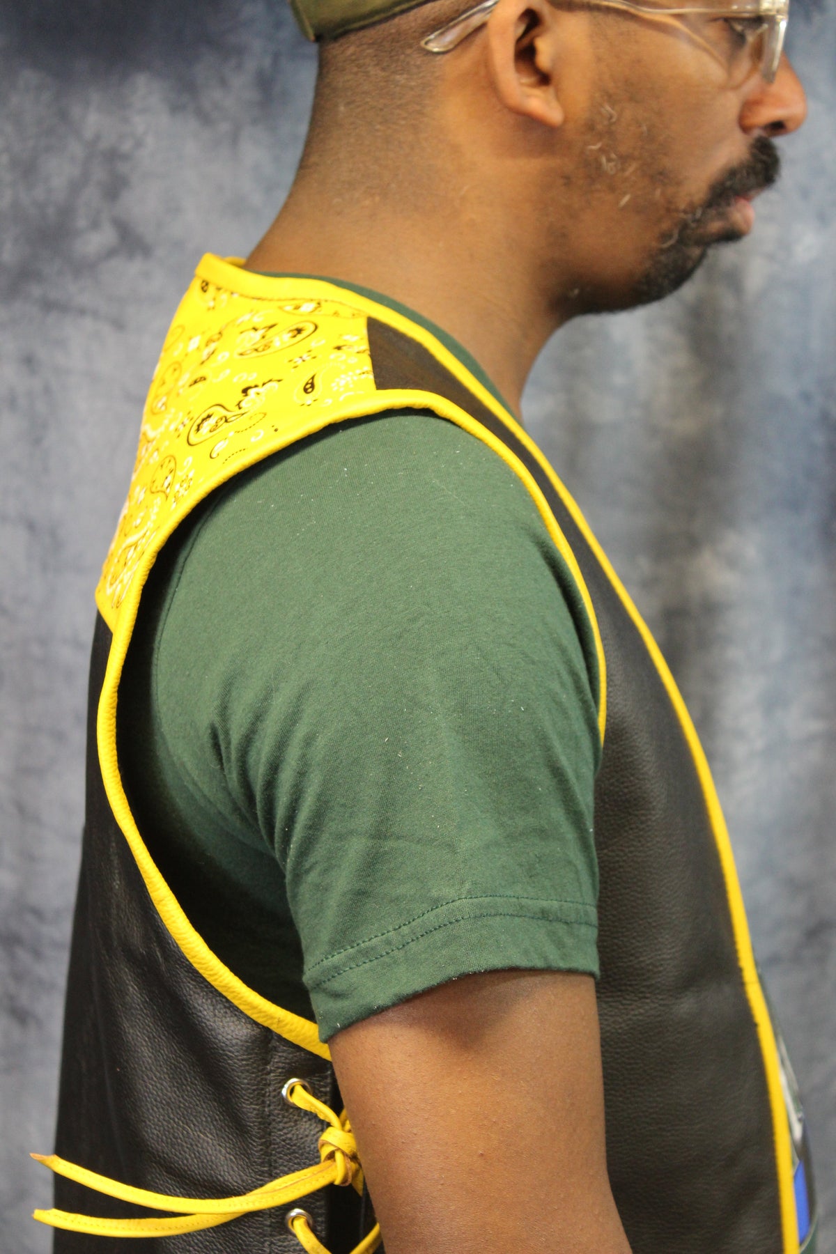 OnF Leather Bar Vest - Black with Paisley Leather Yoke - view 2