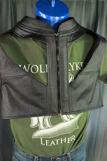 Open-Paneled Bolero Vest in Black - front view