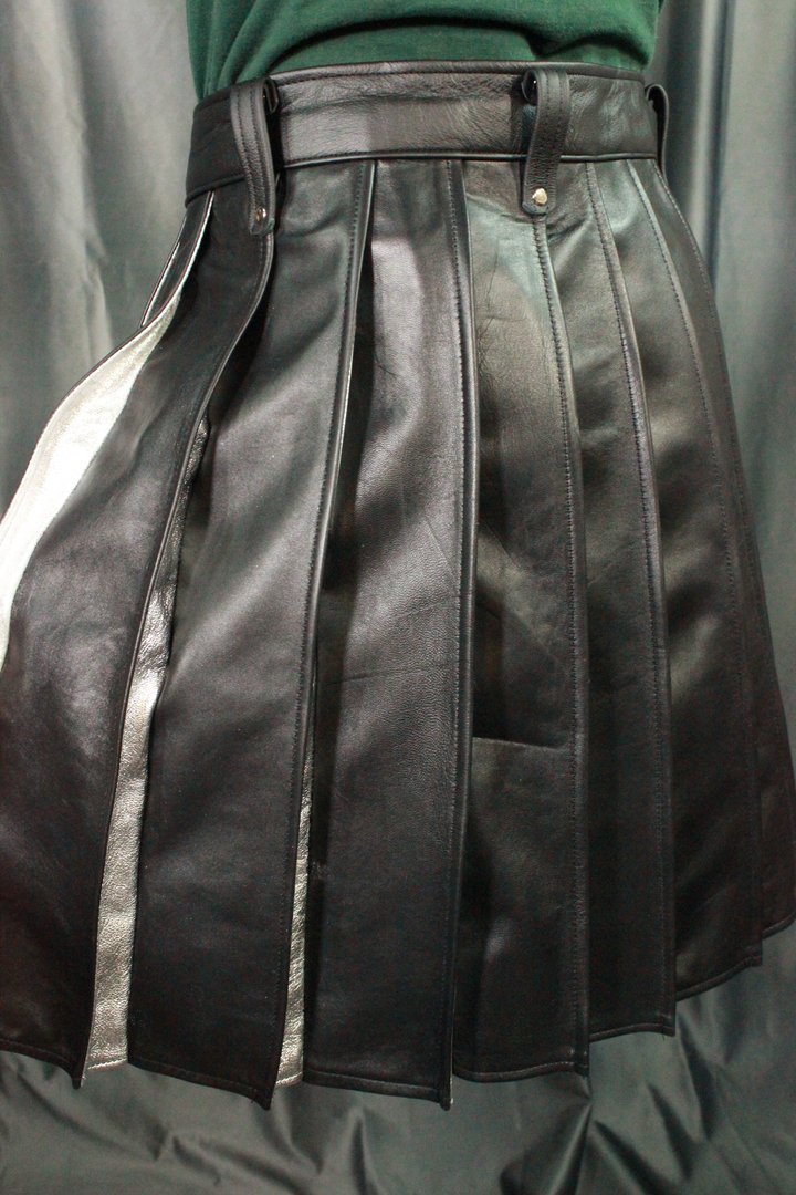 Pleated Leather Kilt - view 5