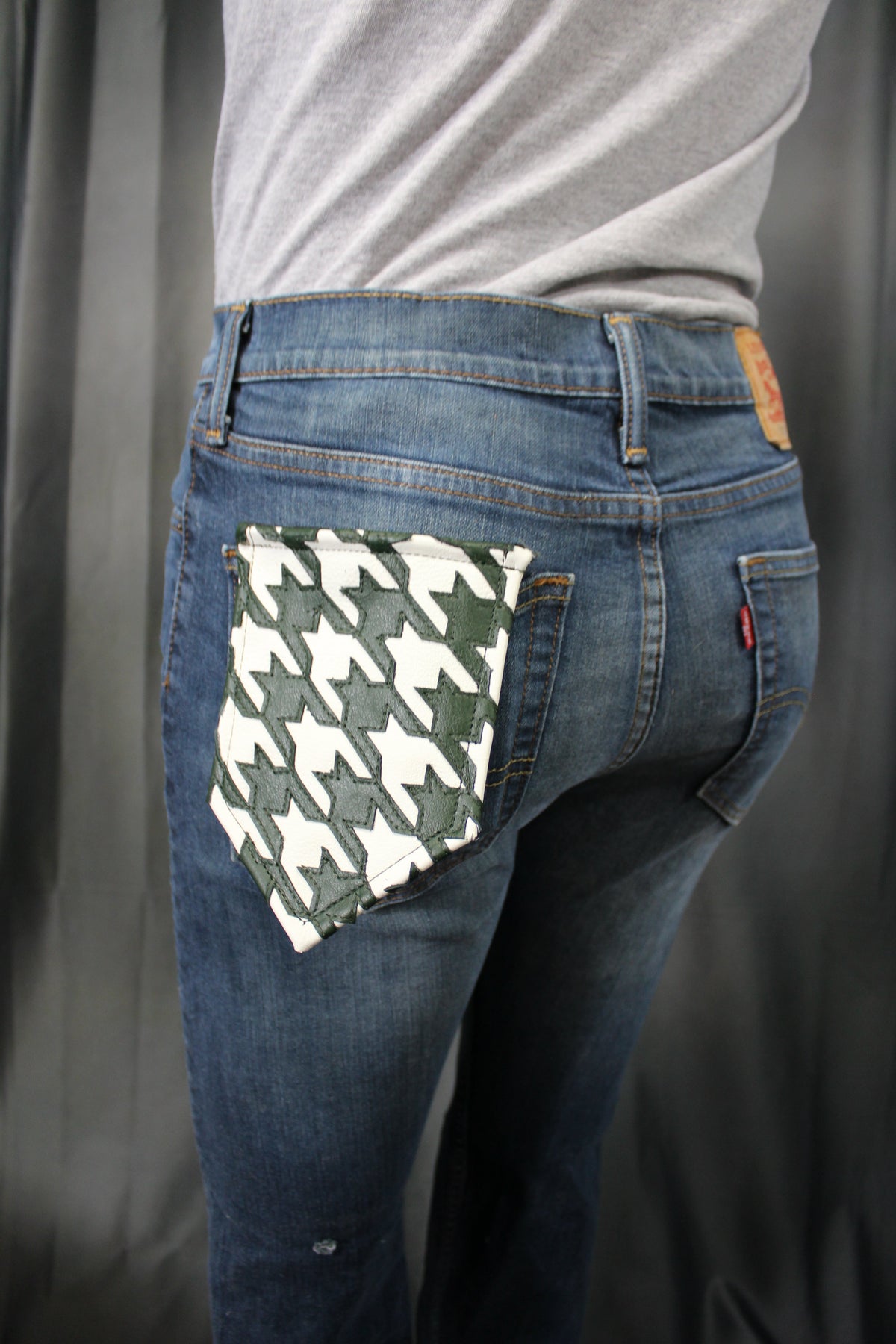 Houndstooth Pocket Flag in Leather - front view
