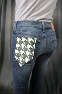 Houndstooth Pocket Flag in Leather - front view