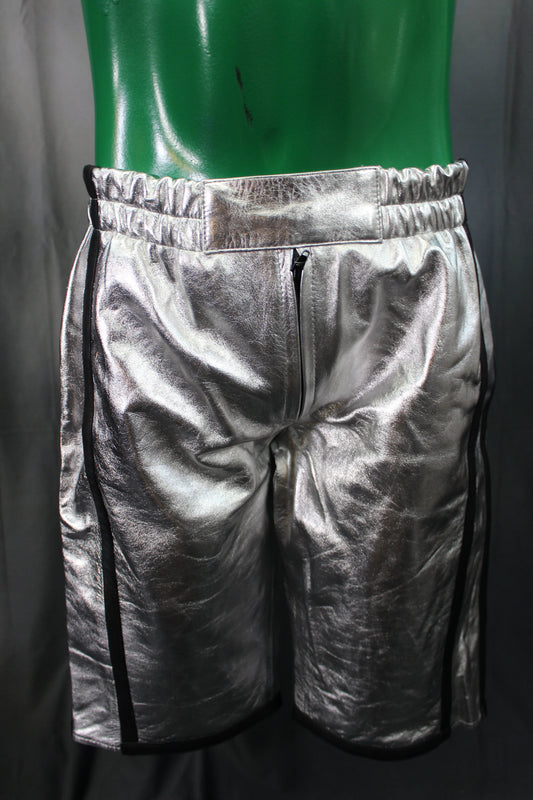 Basketball Shorts in Silver and Black - front view